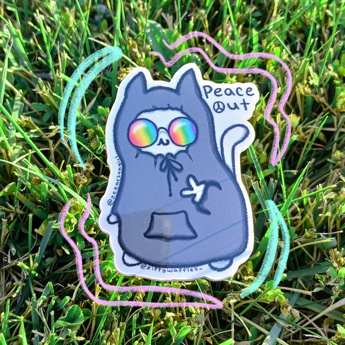 Vinyl Peace Out Cat Sticker