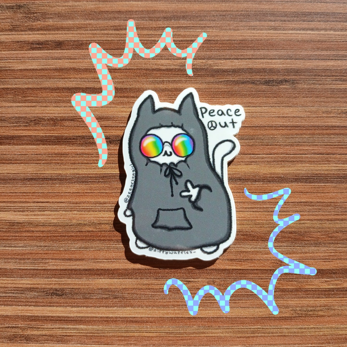Vinyl Peace Out Cat Sticker