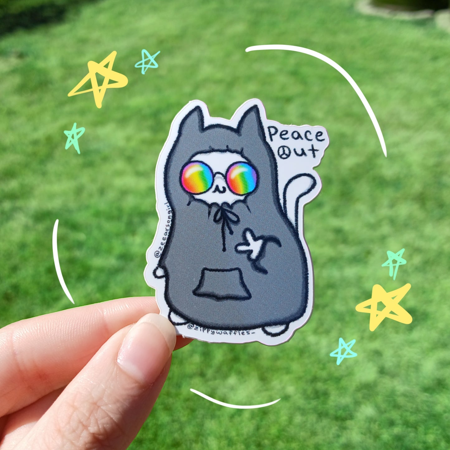 Vinyl Peace Out Cat Sticker