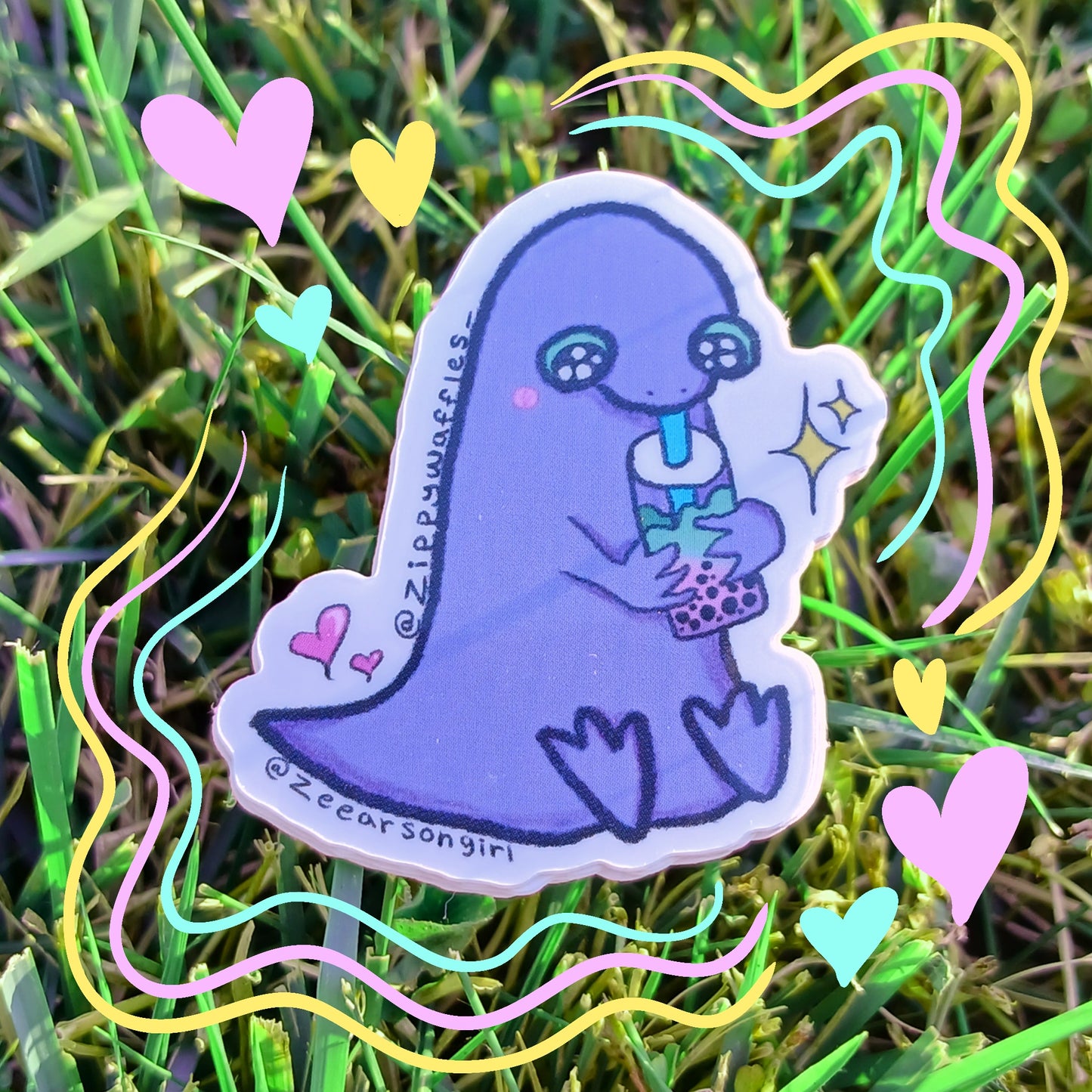 Vinyl Dinosaur Boba Tea Sticker