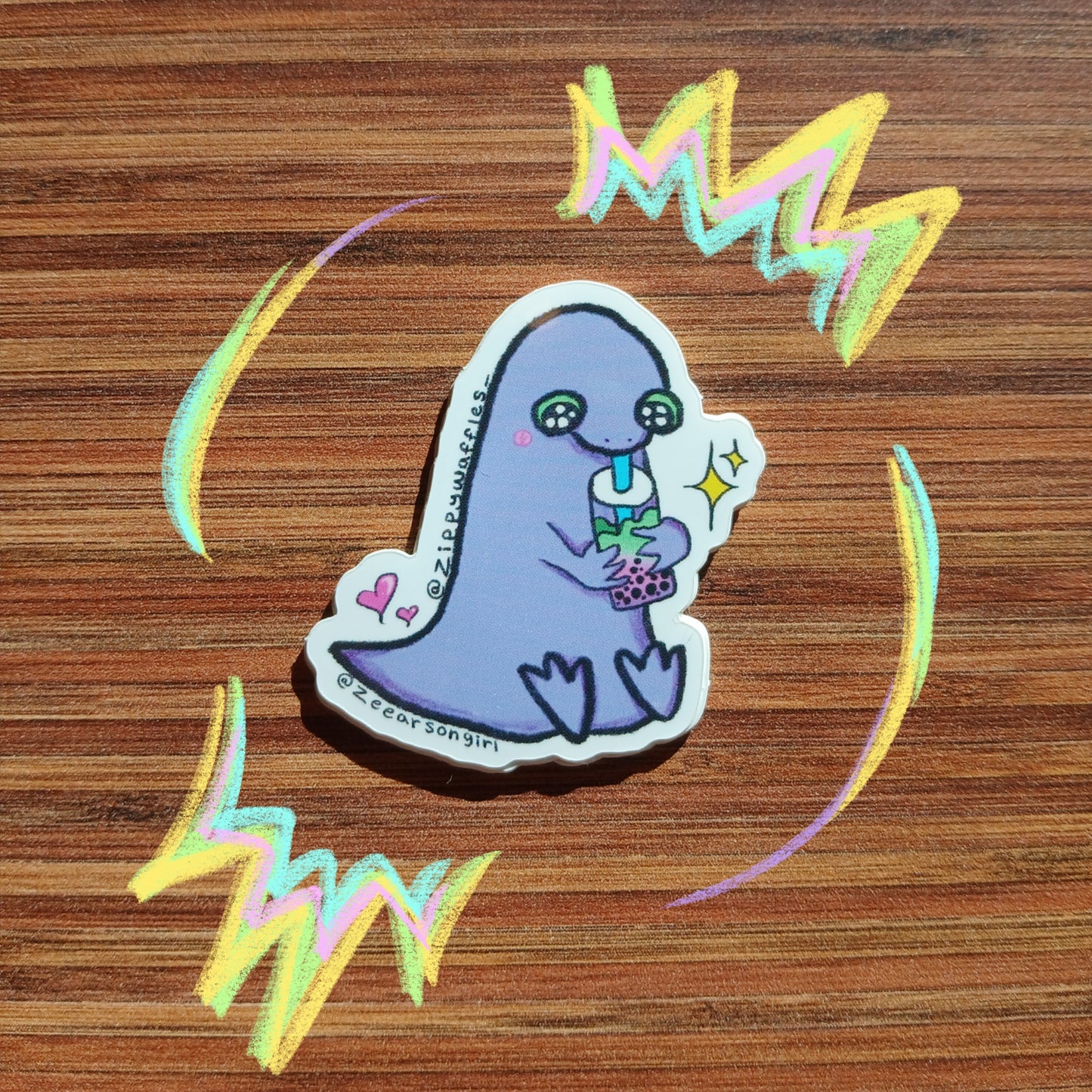 Vinyl Dinosaur Boba Tea Sticker