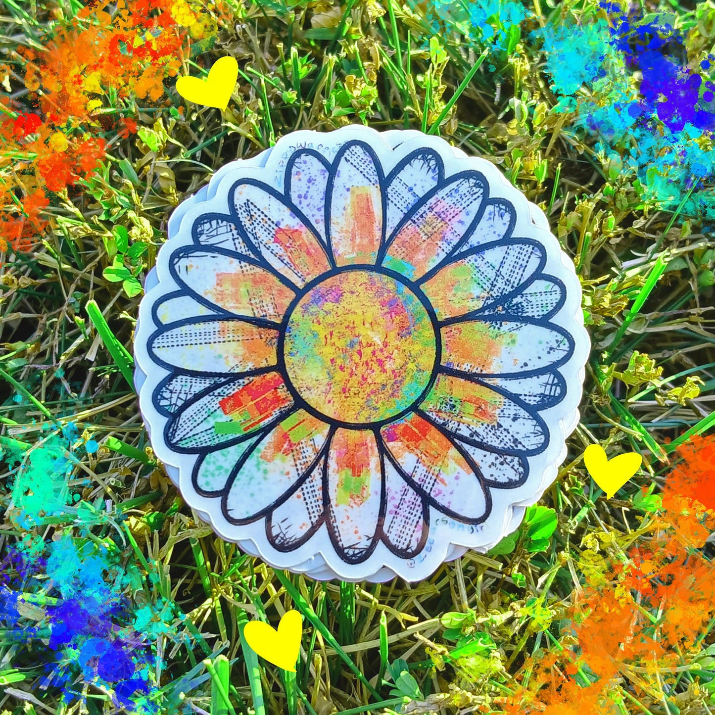 Clear Graffiti Flower Sticker