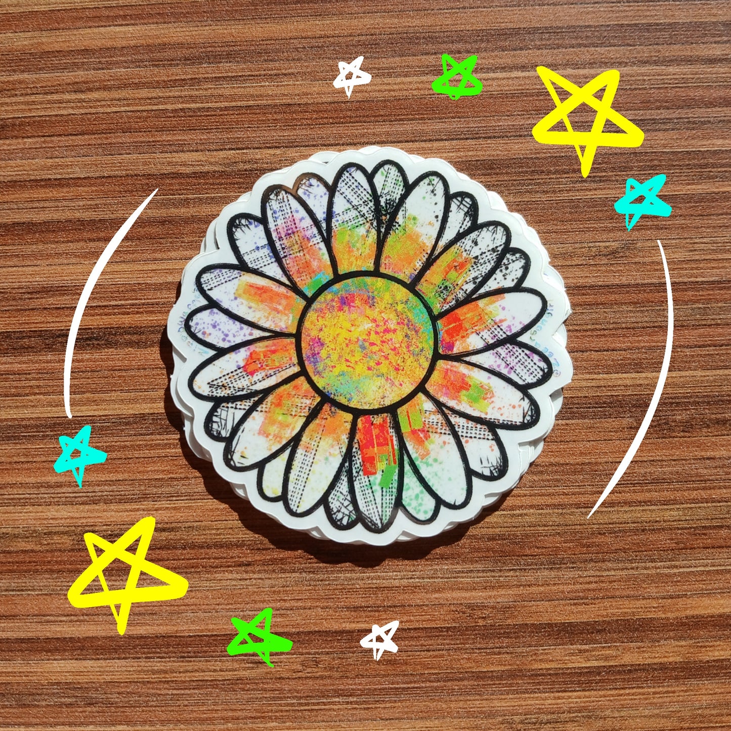 Clear Graffiti Flower Sticker