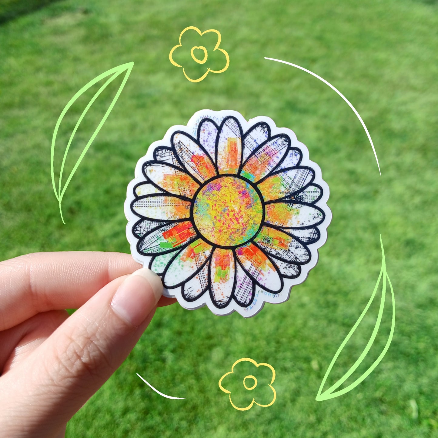 Clear Graffiti Flower Sticker