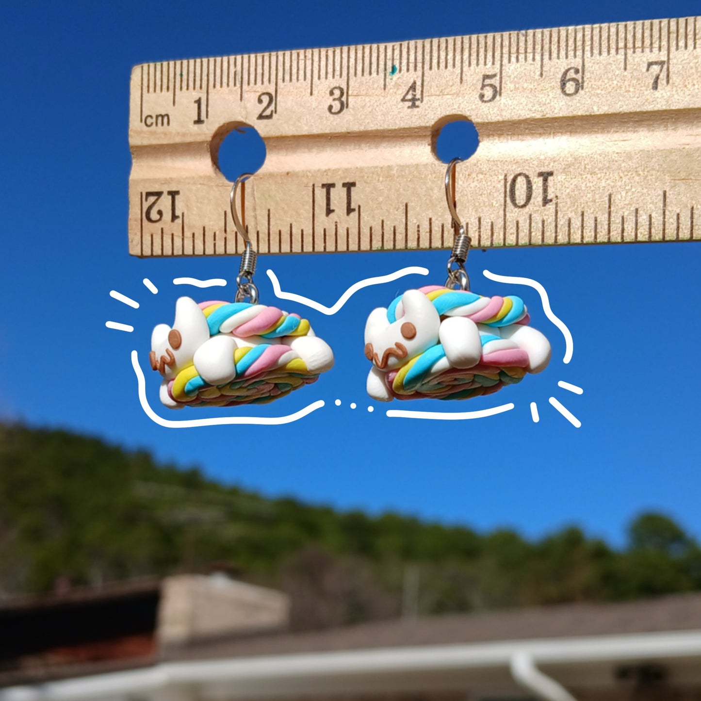 Happy Candy Kitty Clay Earrings
