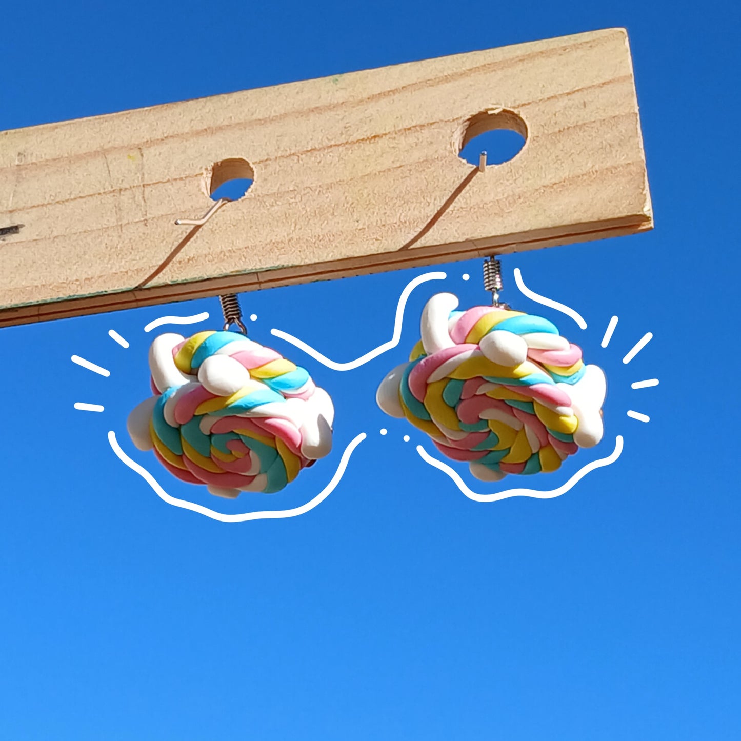 Happy Candy Kitty Clay Earrings