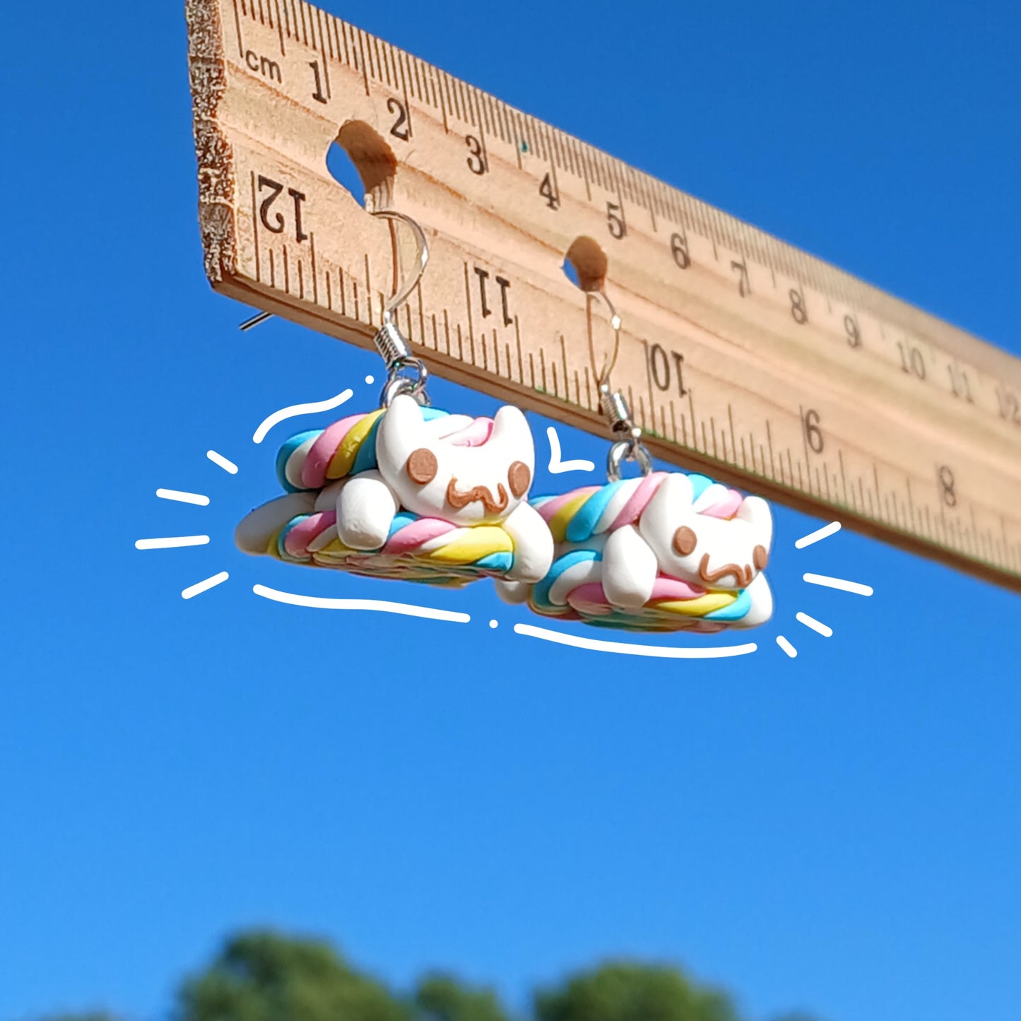 Happy Candy Kitty Clay Earrings