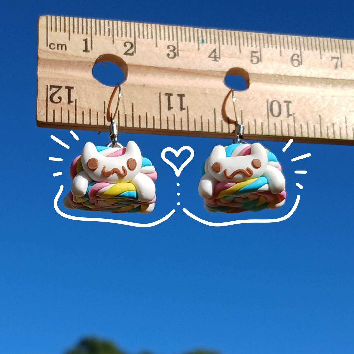 Happy Candy Kitty Clay Earrings
