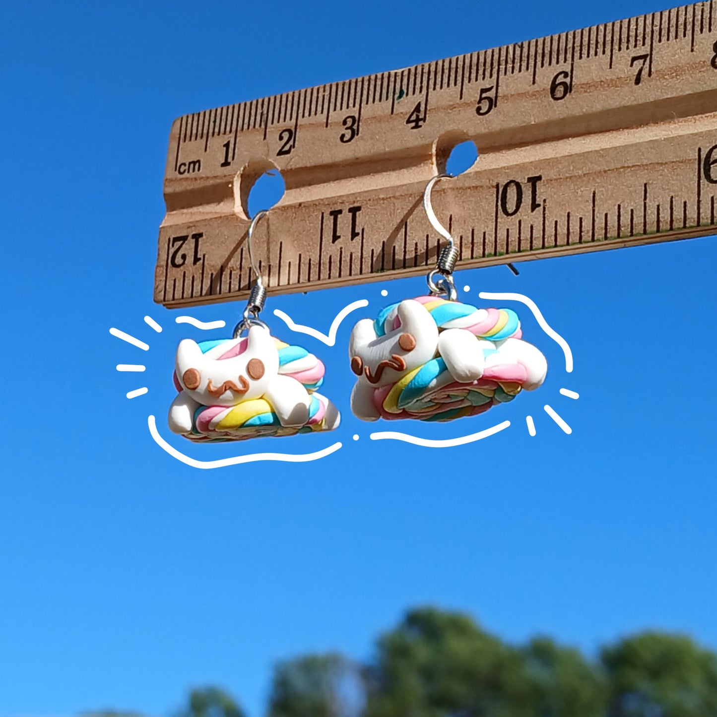 Happy Candy Kitty Clay Earrings