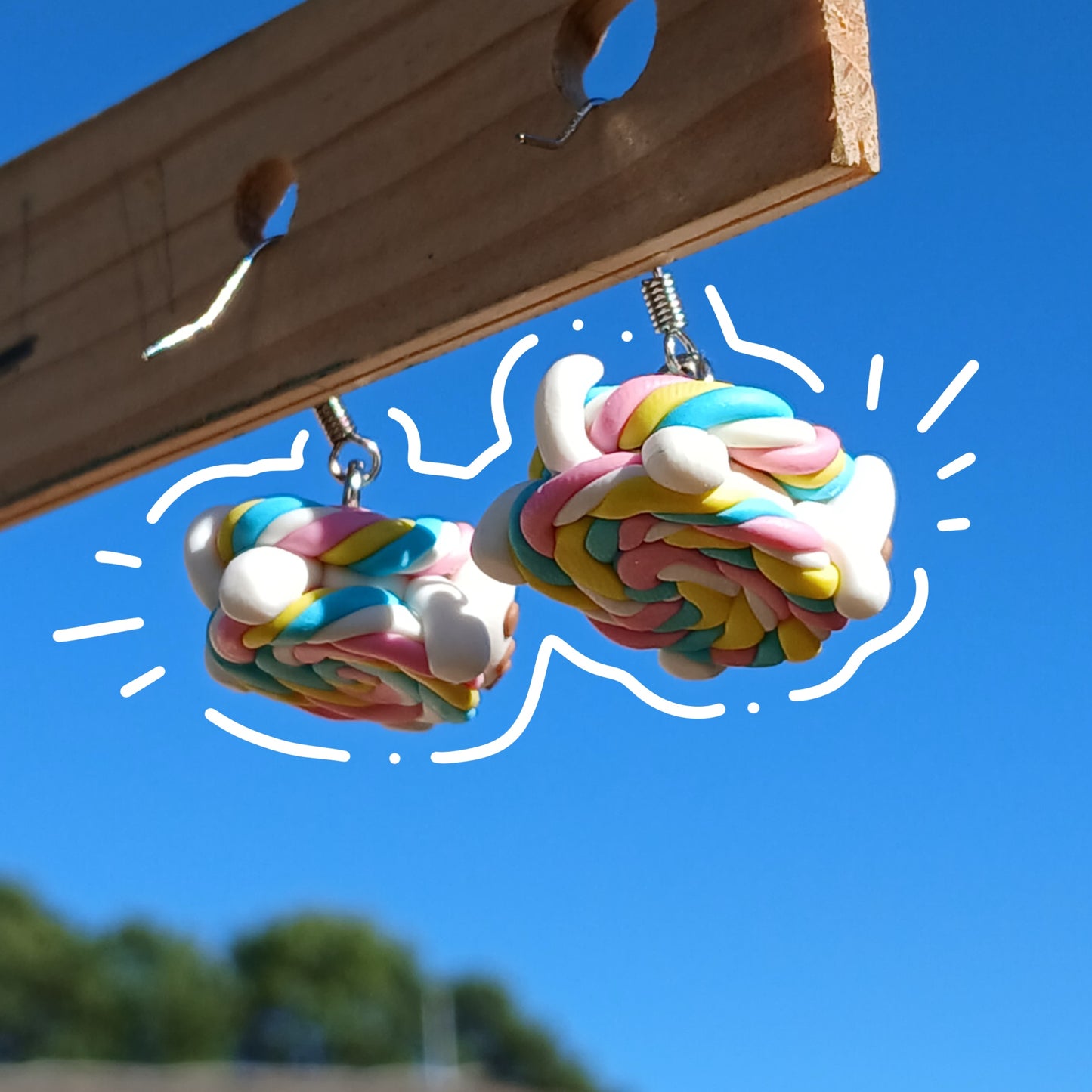 Happy Candy Kitty Clay Earrings