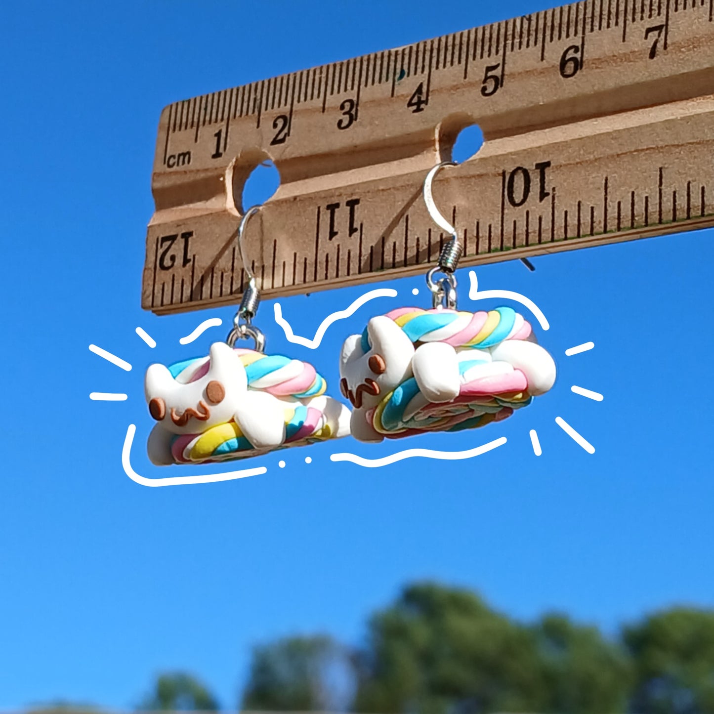 Happy Candy Kitty Clay Earrings