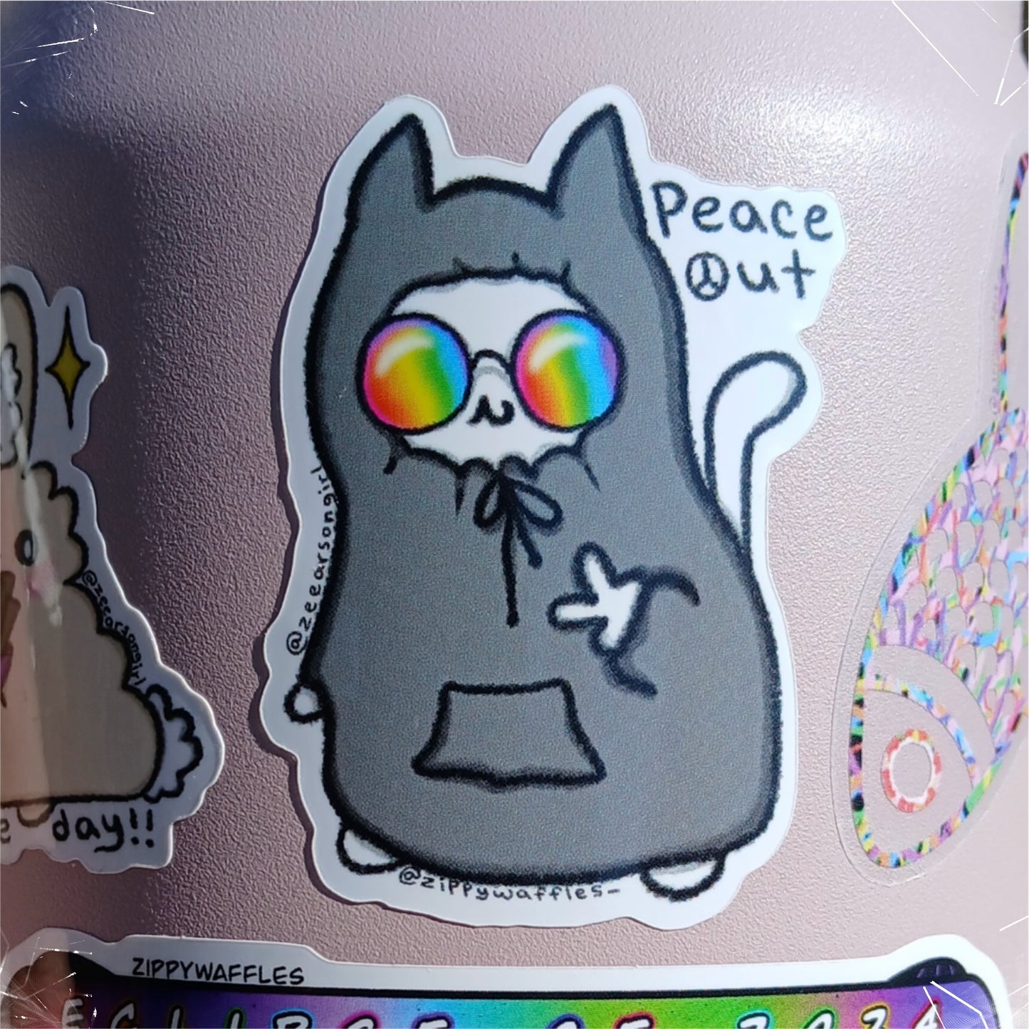 Vinyl Peace Out Cat Sticker