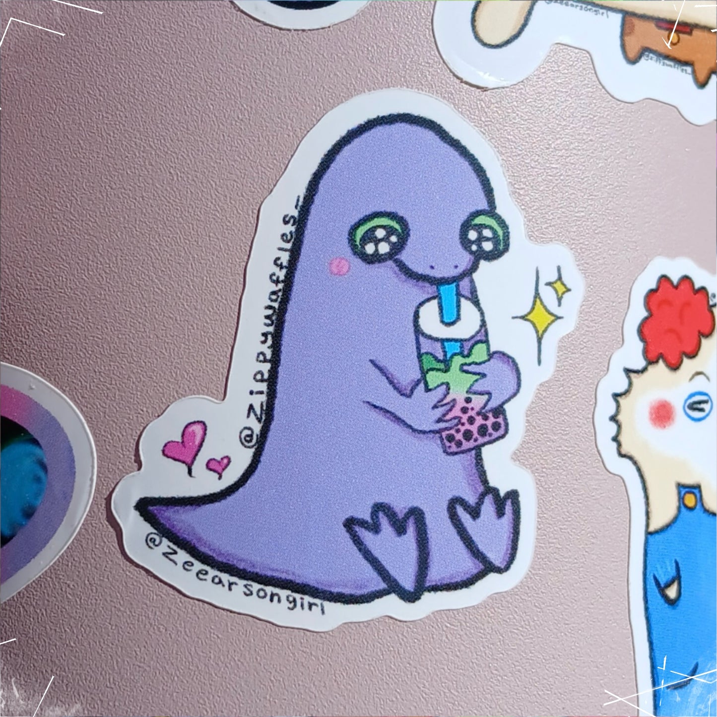 Vinyl Dinosaur Boba Tea Sticker