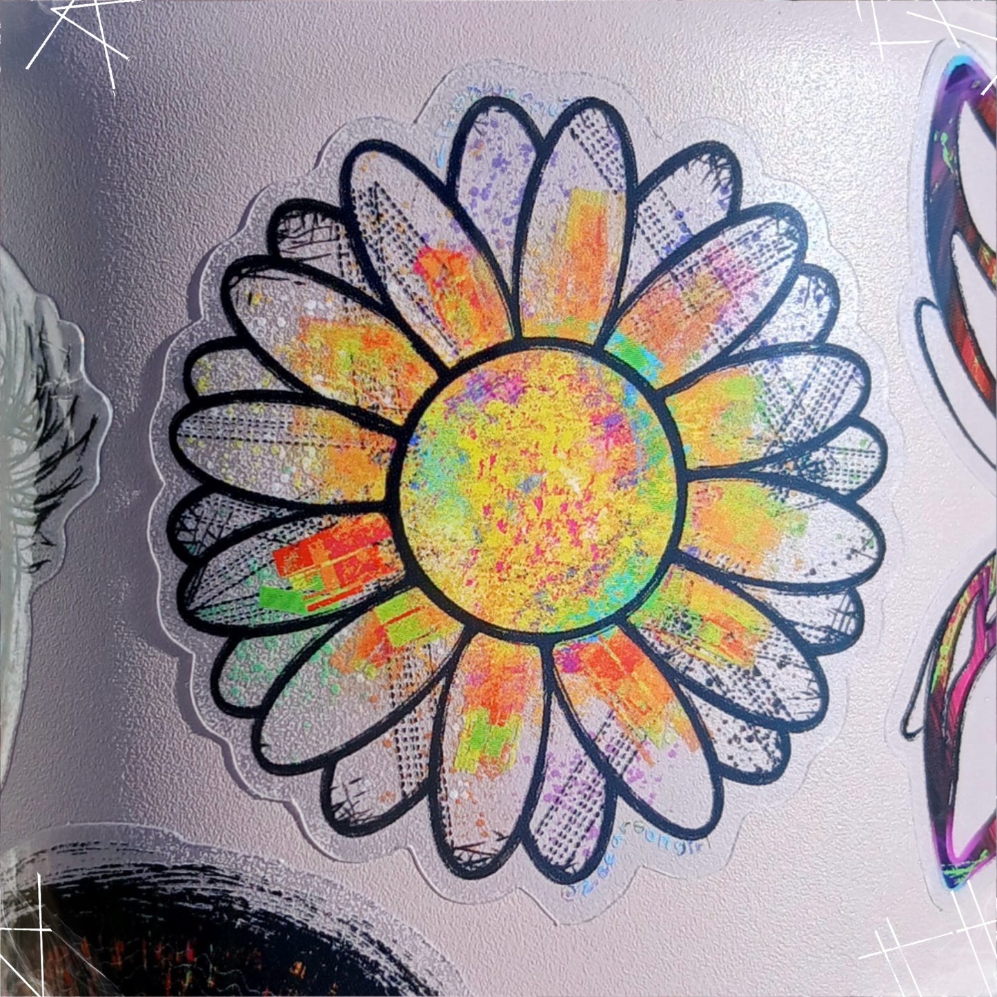 Clear Graffiti Flower Sticker