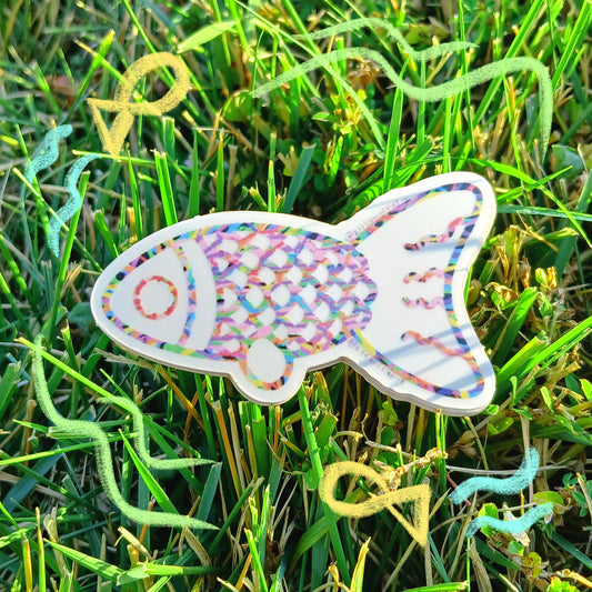 Clear Rainbow Vinyl Fish Sticker