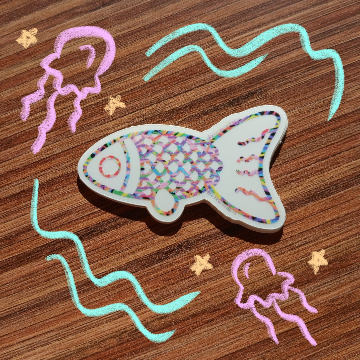 Clear Rainbow Vinyl Fish Sticker