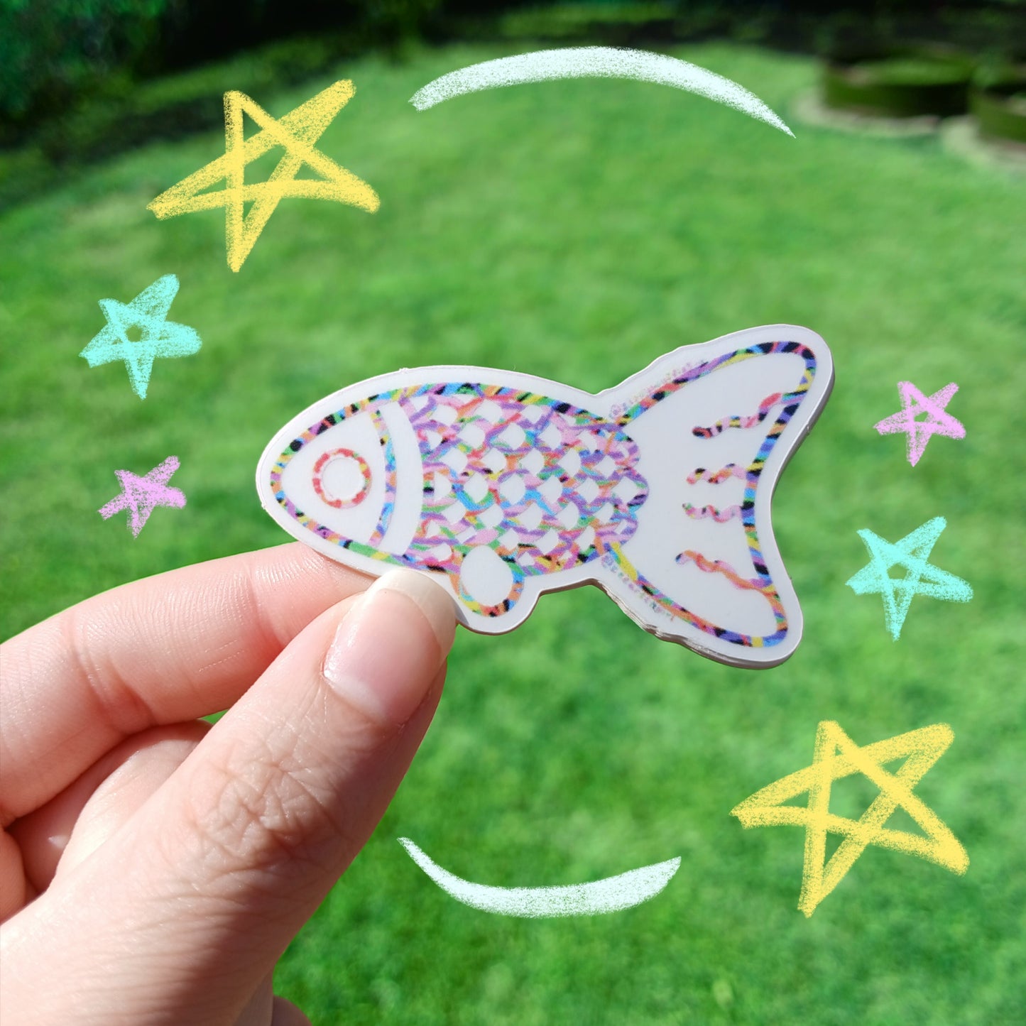 Clear Rainbow Vinyl Fish Sticker