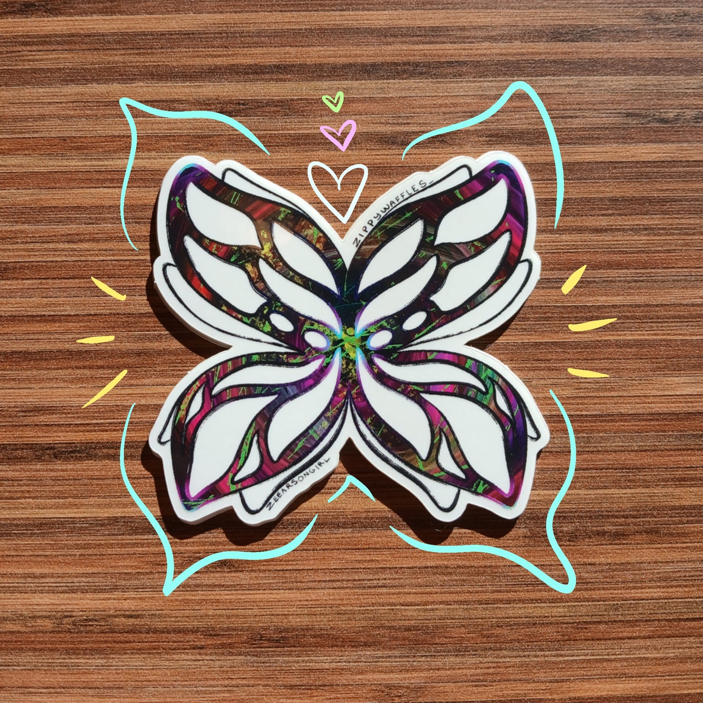 Clear Multicolored Butterfly Sticker
