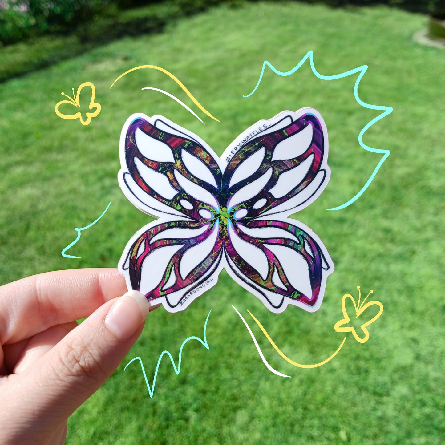 Clear Multicolored Butterfly Sticker