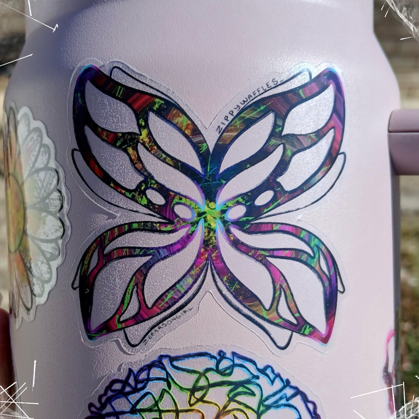 Clear Multicolored Butterfly Sticker
